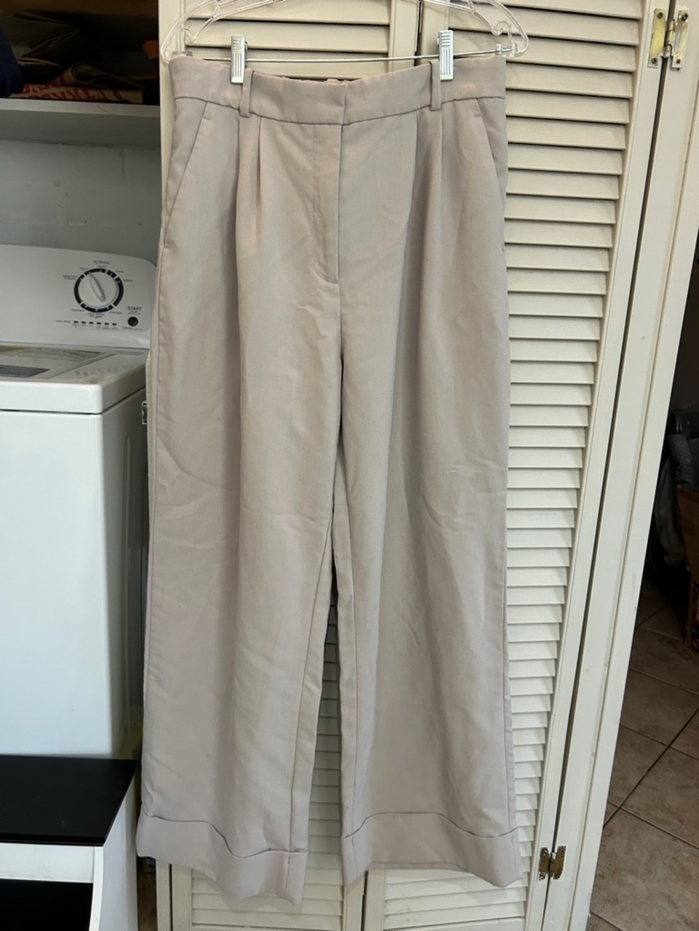 Abercrombie & fitch cuffed sloane trousers Beige Wide-Leg work Dress Pants